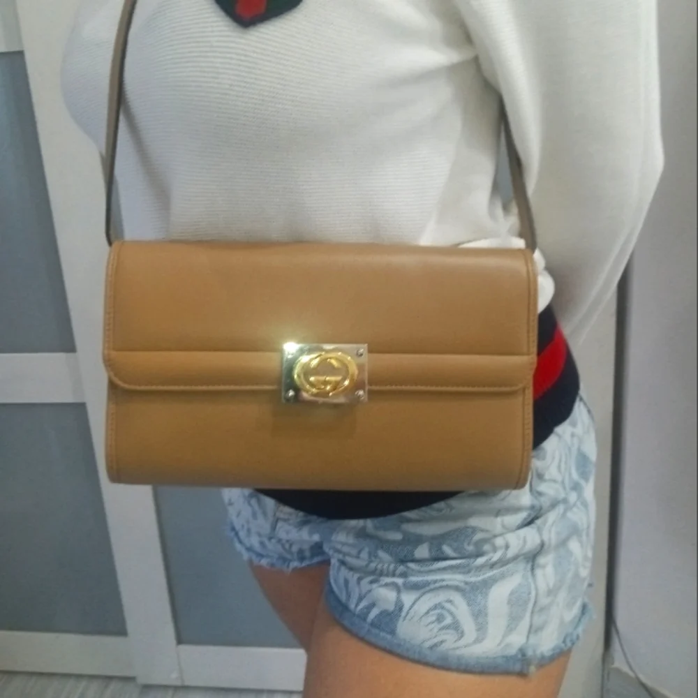 NEW! GUCCI MATISSE LEATHER BAG SOFT LEATHER BEIGE CLAIRE SILVER/GOLD GG LOCK - Picture 12 of 16